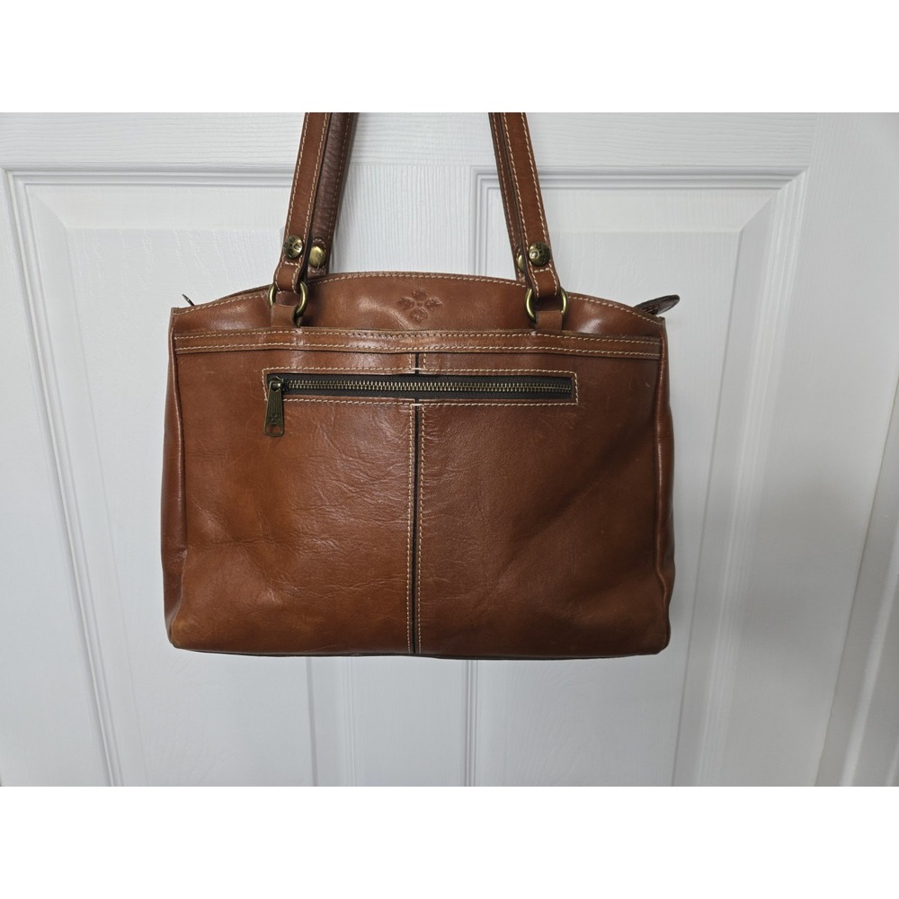 Patricia Nash Poppy 100% Full Grain Leather Tote Bag Zip Top and Velvet Lining